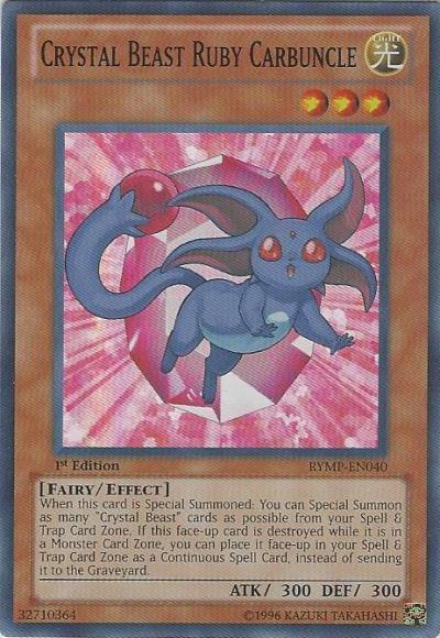 1st Edition, Effect Monster, Fairy, Light, Ra Yellow Mega Pack, Super Rare, Unlimited Crystal Beast Ruby Carbuncle [RYMP-EN040] Super Rare - Trading Card World