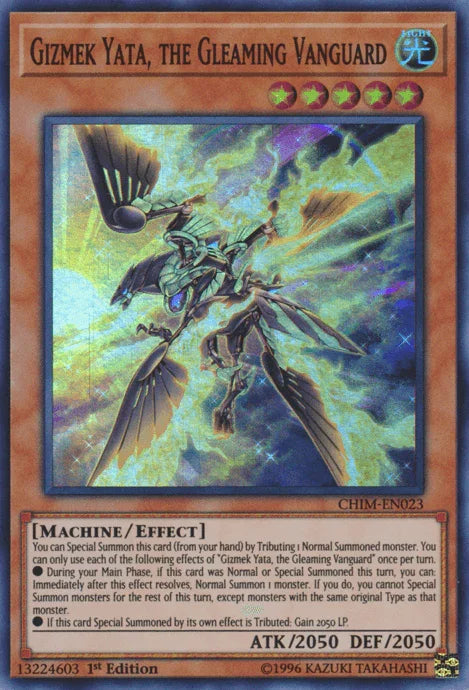 1st Edition, Chaos Impact, Effect Monster, Light, Machine, Super Rare, Unlimited Gizmek Yata, the Gleaming Vanguard [CHIM-EN023] Super Rare - Trading Card World