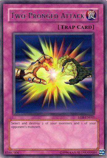 Normal Trap, Rare, The Legend of Blue Eyes White Dragon, Trap, Unlimited Two-Pronged Attack [LOB-EN061] Rare - Trading Card World