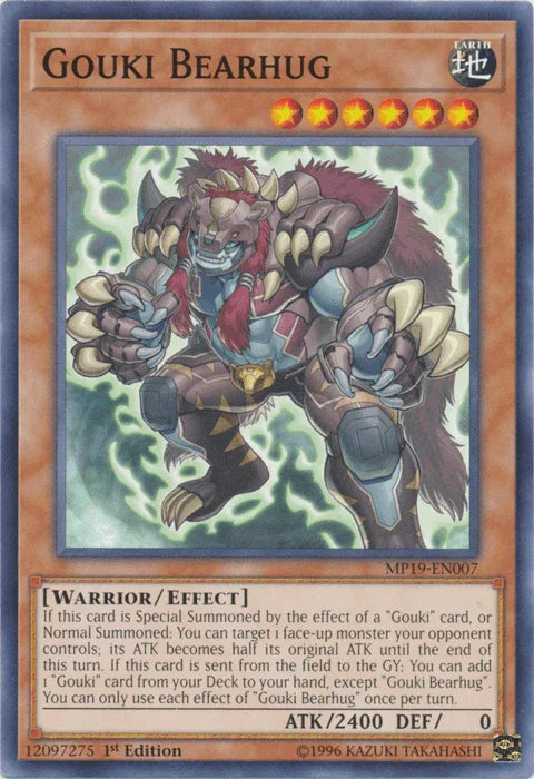 1st Edition, 2019 Gold Sarcophagus Tin Mega Pack, Common, Earth, Effect Monster, Unlimited, Warrior Gouki Bearhug [MP19-EN007] Common - Trading Card World