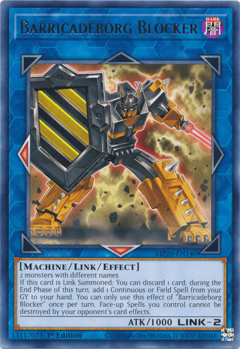 1st Edition, 2020 Tin of Lost Memories, Dark, Link/Effect Monster, Machine, Rare Barricadeborg Blocker [MP20-EN140] Rare - Trading Card World