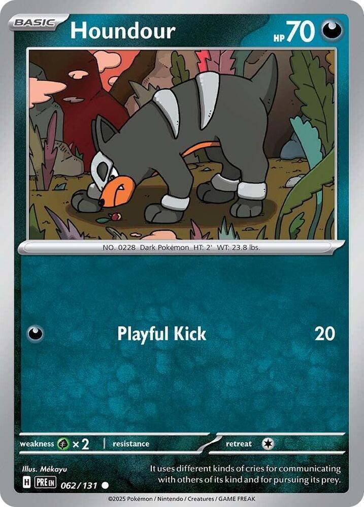 062, Common, Darkness, Grass [x2], Normal, Reverse Holofoil, Scarlet & Violet: Prismatic Evolutions Houndour (062/131) [Scarlet & Violet: Prismatic Evolutions] - Trading Card World