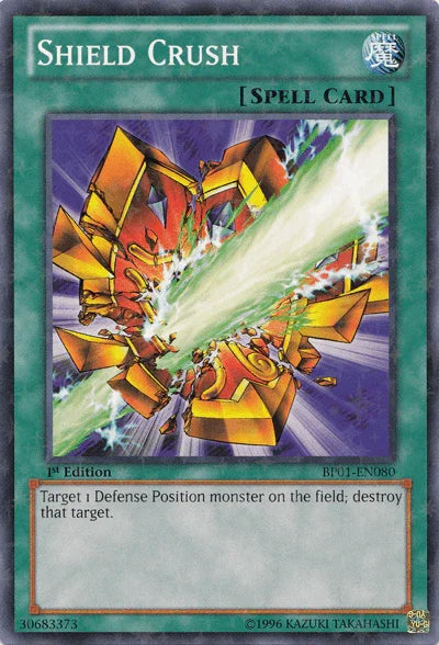 1st Edition, Battle Pack: Epic Dawn, Normal Spell, Spell, Starfoil Rare, Unlimited Shield Crush [BP01-EN080] Starfoil Rare - Trading Card World