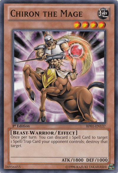 1st Edition, Battle Pack: Epic Dawn, Beast-Warrior, Common, Earth, Effect Monster, Unlimited Chiron the Mage [BP01-EN137] Common - Trading Card World