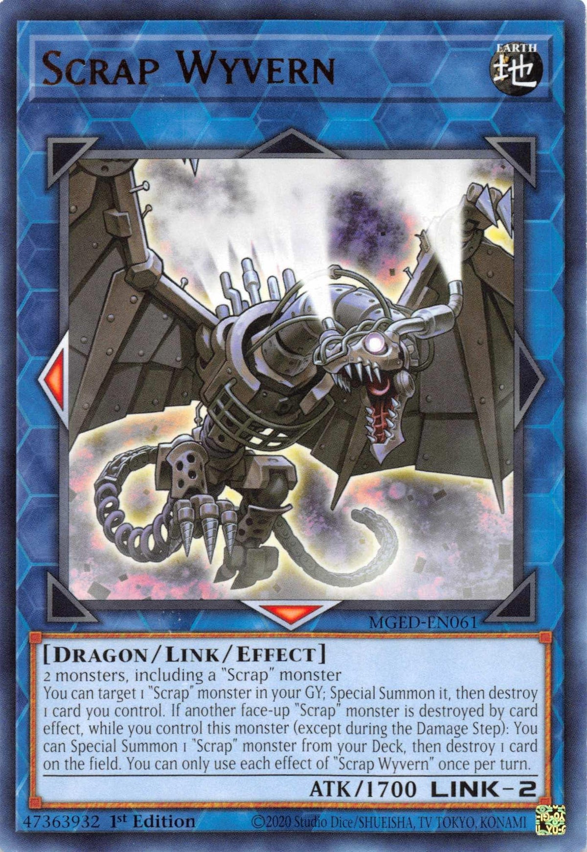 1st Edition, Dragon, Earth, Link/Effect Monster, Maximum Gold: El Dorado, Rare Scrap Wyvern [MGED-EN061] Rare - Trading Card World