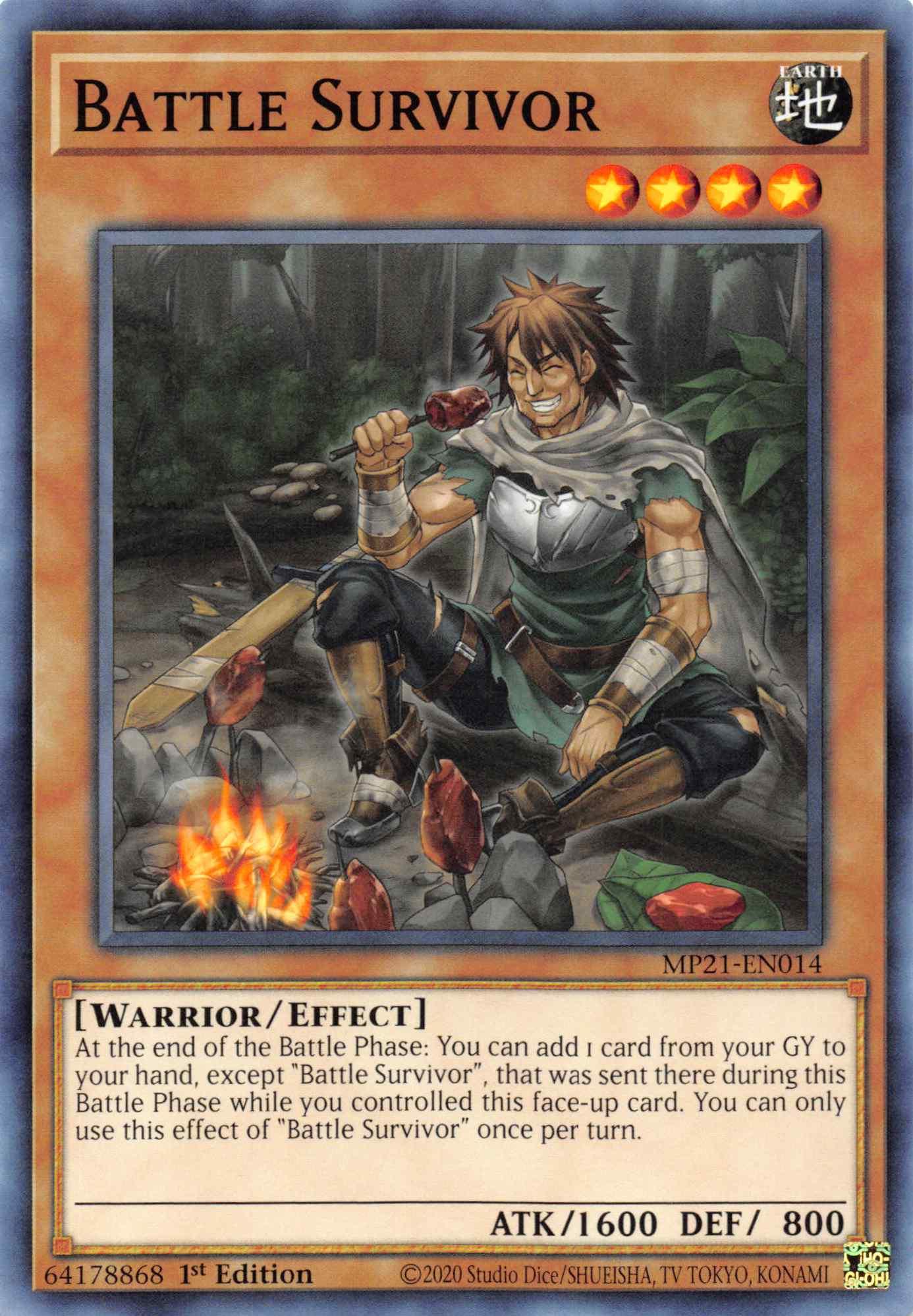 1st Edition, 2021 Tin of Ancient Battles, Common, Earth, Effect Monster, Warrior Battle Survivor [MP21-EN014] Common - Trading Card World