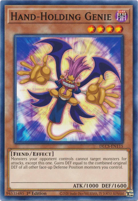 1st Edition, Common, Dark, Dragons of Legend: The Complete Series, Effect Monster, Fiend Hand-Holding Genie [DLCS-EN115] Common - Trading Card World