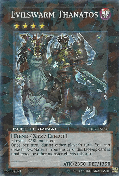 Dark, Duel Terminal 7, Fiend, Limited, Super Rare, Xyz/Effect Monster Evilswarm Thanatos [DT07-EN090] Super Rare - Trading Card World