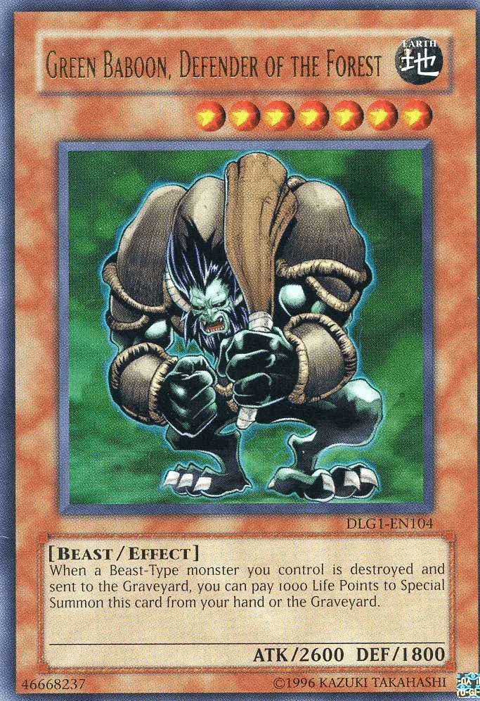Beast, Dark Legends, Earth, Effect Monster, Ultra Rare, Unlimited Green Baboon, Defender of the Forest [DLG1-EN104] Ultra Rare - Trading Card World