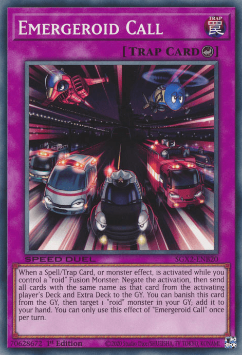 1st Edition, Common, Counter Trap, Speed Duel GX: Midterm Paradox, Trap Emergeroid Call [SGX2-ENB20] Common - Trading Card World