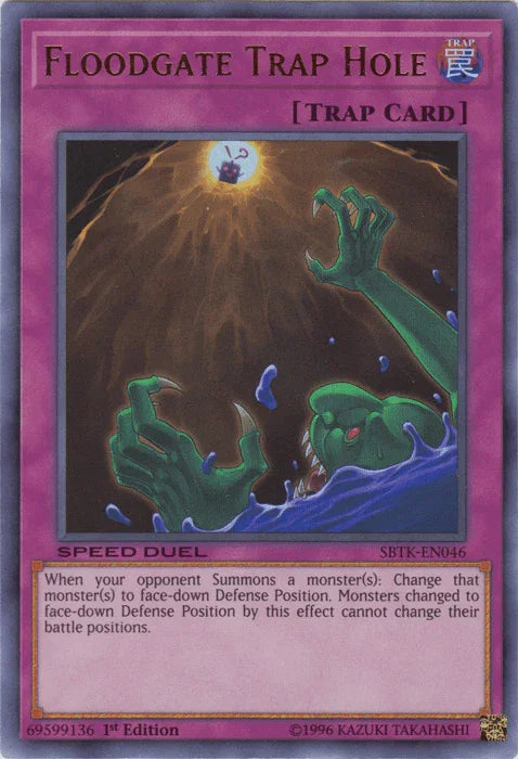 1st Edition, Normal Trap, Speed Duel: Trials of the Kingdom, Trap, Ultra Rare Floodgate Trap Hole [SBTK-EN046] Ultra Rare - Trading Card World