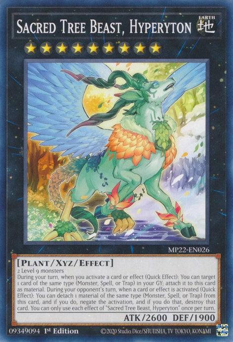 1st Edition, 2022 Tin of the Pharaoh's Gods, Common, Earth, Plant, Xyz/Effect Monster Sacred Tree Beast, Hyperyton [MP22-EN026] Common - Trading Card World