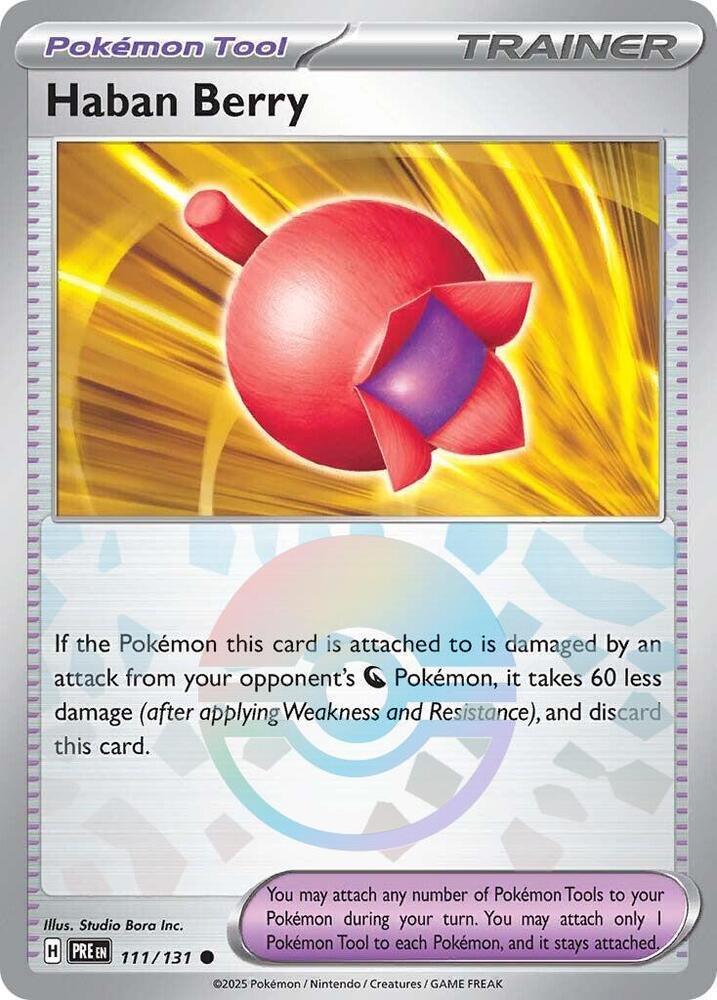 111, Common, Holofoil, Pokemon Tool, Scarlet & Violet: Prismatic Evolutions Haban Berry (111/131) (Poke Ball Pattern) [Scarlet & Violet: Prismatic Evolutions] - Trading Card World