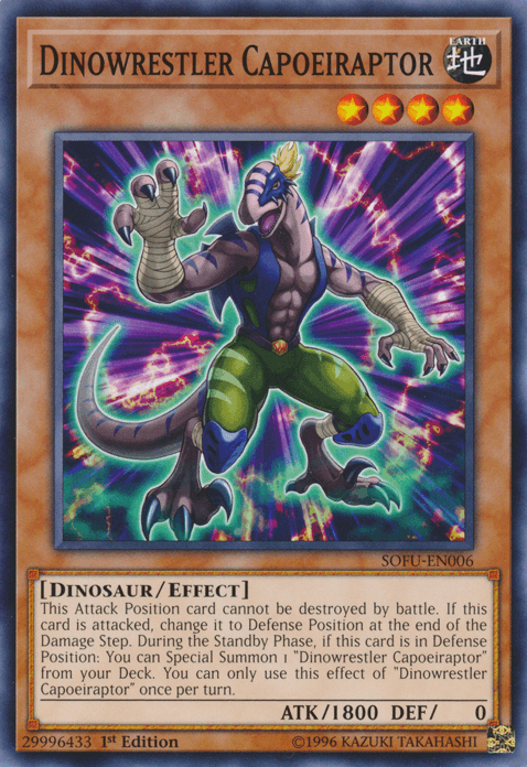 1st Edition, Common, Dinosaur, Earth, Effect Monster, Soul Fusion, Unlimited Dinowrestler Capoeiraptor [SOFU-EN006] Common - Trading Card World