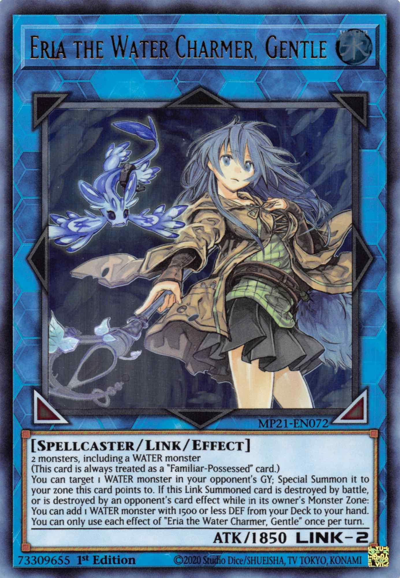 1st Edition, 2021 Tin of Ancient Battles, Link/Effect Monster, Spellcaster, Ultra Rare, Water Eria the Water Charmer, Gentle [MP21-EN072] Ultra Rare - Trading Card World