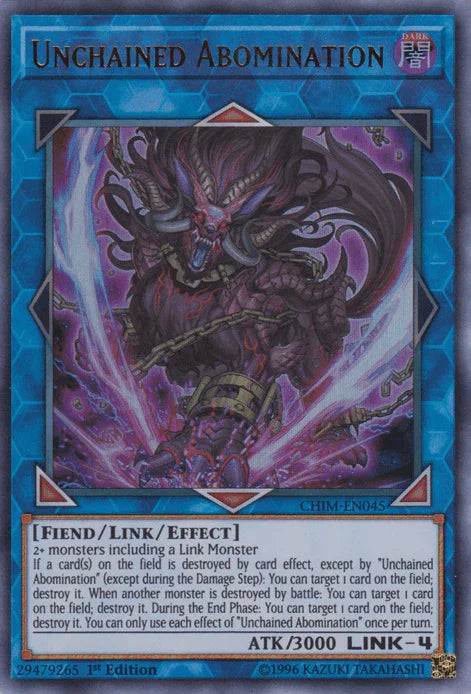 1st Edition, Chaos Impact, Dark, Fiend, Link/Effect Monster, Ultra Rare, Unlimited Unchained Abomination [CHIM-EN045] Ultra Rare - Trading Card World