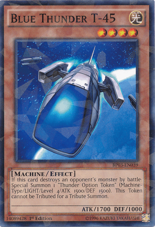 1st Edition, Battle Pack 3: Monster League, Effect Monster, Light, Machine, Shatterfoil Rare Blue Thunder T-45 [BP03-EN039] Shatterfoil Rare - Trading Card World