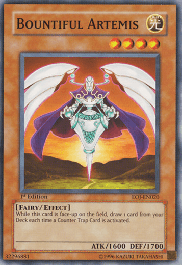 1st Edition, Angel, Common, Effect Monster, Enemy of Justice, Light, Unlimited Bountiful Artemis [EOJ-EN020] Common - Trading Card World