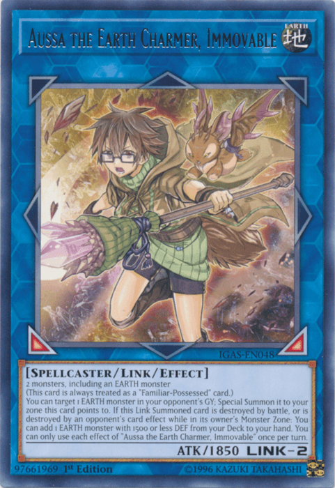 1st Edition, Earth, Ignition Assault, Link/Effect Monster, Rare, Spellcaster, Unlimited Aussa the Earth Charmer, Immovable [IGAS-EN048] Rare - Trading Card World
