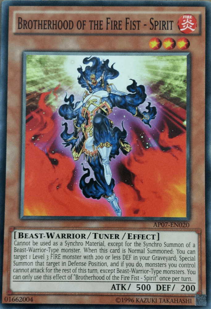 Astral Pack 7, Beast-Warrior, Common, Fire, Tuner/Effect Monster, Unlimited Brotherhood of the Fire Fist - Spirit [AP07-EN020] Common - Trading Card World