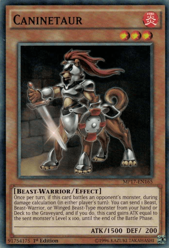 1st Edition, 2017 Mega-Tins Mega Pack, Beast-Warrior, Common, Effect Monster, Fire Caninetaur [MP17-EN165] Common - Trading Card World