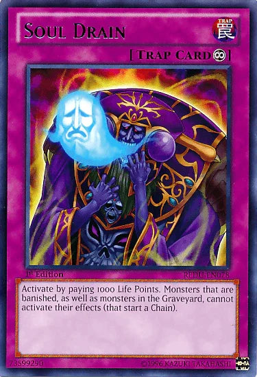 1st Edition, Continuous Trap, Rare, Return of the Duelist, Trap, Unlimited Soul Drain [REDU-EN078] Rare - Trading Card World