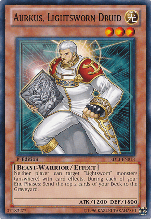 1st Edition, Beast-Warrior, Common, Effect Monster, Light, Structure Deck: Realm of Light Aurkus, Lightsworn Druid [SDLI-EN013] Common - Trading Card World