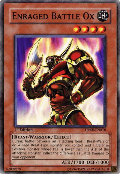 1st Edition, Beast-Warrior, Common, Duelist Pack: Kaiba, Earth, Effect Monster, Unlimited Enraged Battle Ox [DPKB-EN018] Common - Trading Card World