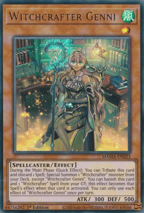 1st Edition, Effect Monster, Magnificent Mavens, Spellcaster, Ultra Rare, Wind Witchcrafter Genni [MAMA-EN023] Ultra Rare - Trading Card World