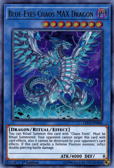 1st Edition, Dark, Dragon, Legendary Duelists: White Dragon Abyss, Ritual/Effect Monster, Ultra Rare Blue-Eyes Chaos MAX Dragon [LED3-EN000] Ultra Rare - Trading Card World