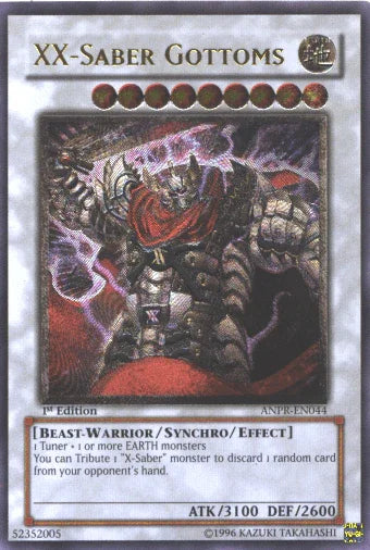 1st Edition, Ancient Prophecy, Beast-Warrior, Earth, Synchro/Effect Monster, Ultimate Rare, Unlimited XX-Saber Gottoms (UTR) [ANPR-EN044] Ultimate Rare - Trading Card World