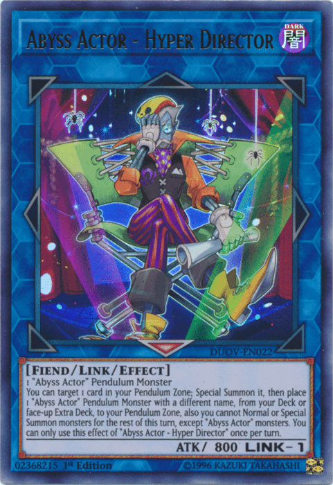 1st Edition, Dark, Duel Overload, Fiend, Link/Effect Monster, Ultra Rare Abyss Actor - Hyper Director [DUOV-EN022] Ultra Rare - Trading Card World