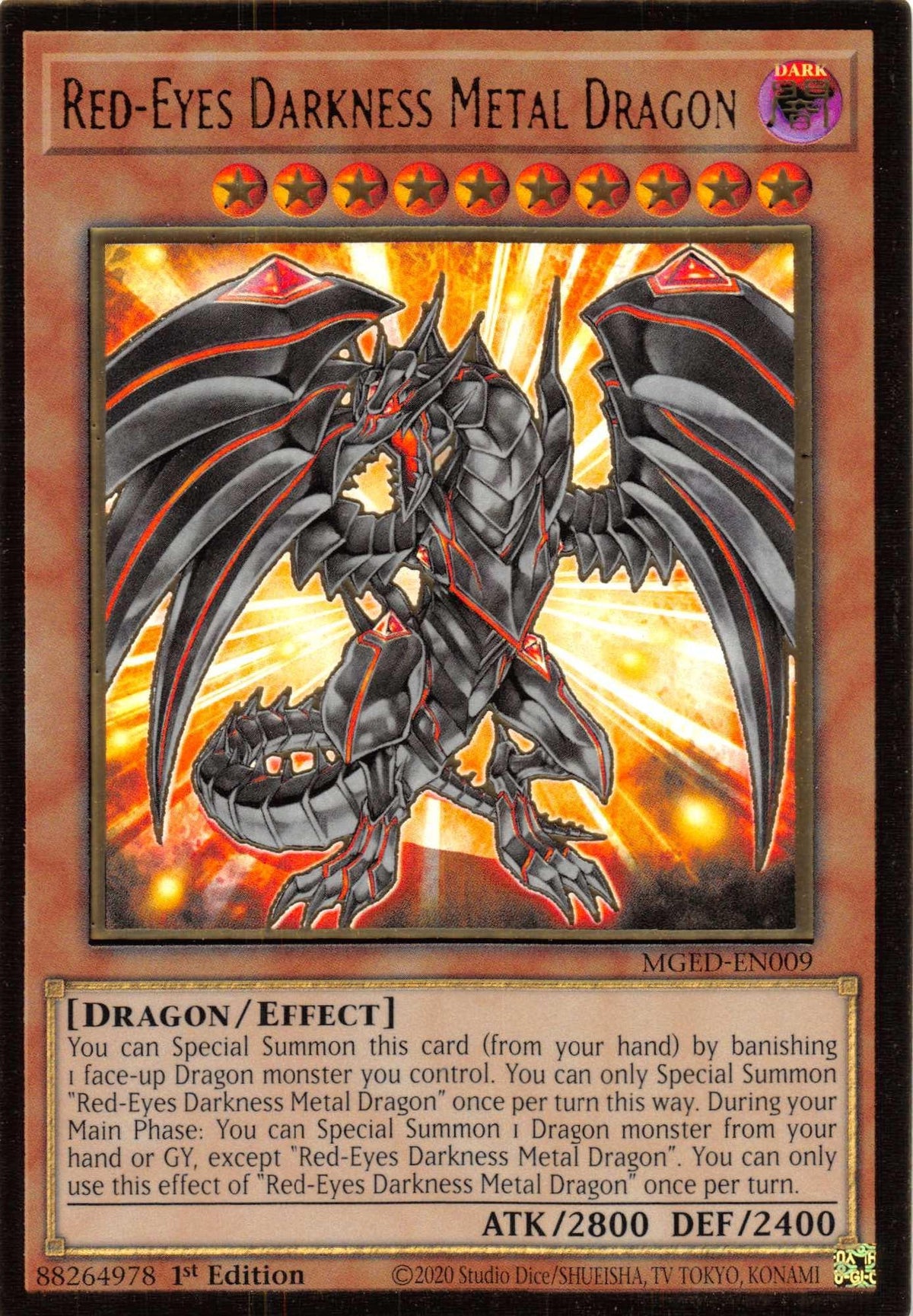 1st Edition, Dark, Dragon, Effect Monster, Gold Rare, Maximum Gold: El Dorado Red-Eyes Darkness Metal Dragon [MGED-EN009] Gold Rare - Trading Card World