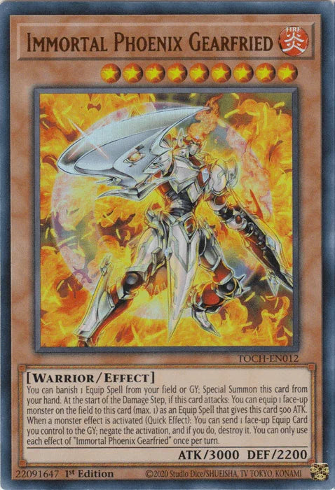 1st Edition, Effect Monster, Fire, Toon Chaos, Ultra Rare, Unlimited, Warrior Immortal Phoenix Gearfried [TOCH-EN012] Ultra Rare - Trading Card World