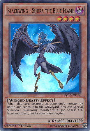 1st Edition, Dark, Effect Monster, Legendary Collection 5D's, Ultra Rare, Winged Beast Blackwing - Shura the Blue Flame [LC5D-EN114] Ultra Rare - Trading Card World