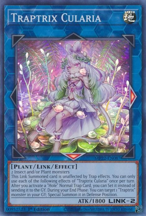 1st Edition, 2022 Tin of the Pharaoh's Gods, Earth, Link/Effect Monster, Plant, Super Rare Traptrix Cularia [MP22-EN087] Super Rare - Trading Card World