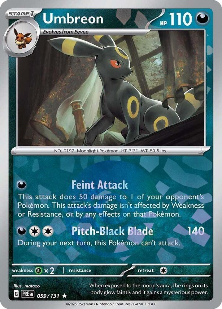059, Darkness, Grass [x2], Holofoil, Rare, Scarlet & Violet: Prismatic Evolutions Umbreon (059/131) (Poke Ball Pattern) [Scarlet & Violet: Prismatic Evolutions] - Trading Card World