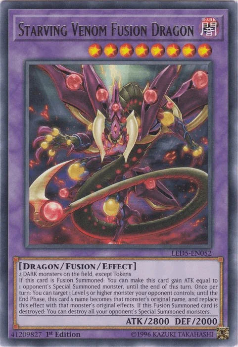 1st Edition, Dark, Dragon, Fusion/Effect Monster, Legendary Duelists: Immortal Destiny, Rare Starving Venom Fusion Dragon [LED5-EN052] Rare - Trading Card World