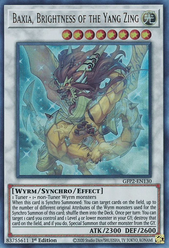 1st Edition, Ghosts From the Past: The 2nd Haunting, Light, Synchro/Effect Monster, Ultra Rare, Wyrm Baxia, Brightness of the Yang Zing [GFP2-EN130] Ultra Rare - Trading Card World