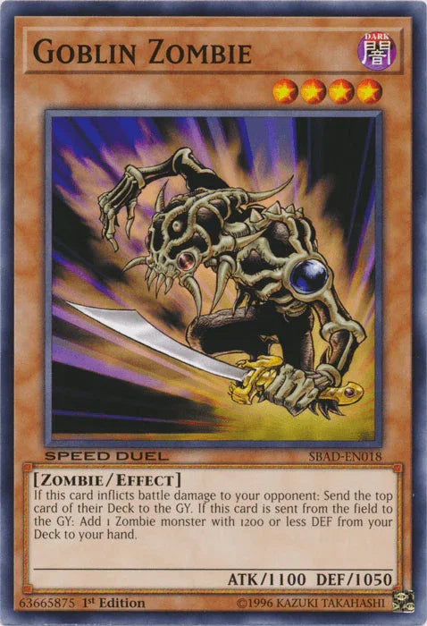 1st Edition, Common, Dark, Effect Monster, Speed Duel: Attack from the Deep, Zombie Goblin Zombie [SBAD-EN018] Common - Trading Card World