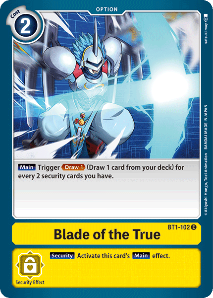 BT1-102, Common, Option, Release Special Booster Ver.1.0, Yellow Blade of the True [BT1-102] [Release Special Booster Ver.1.0] - Trading Card World