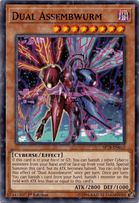 1st Edition, Cyberse, Dark, Effect Monster, Star Pack VRAINS, Starfoil Rare Dual Assembwurm [SP18-EN012] Starfoil Rare - Trading Card World