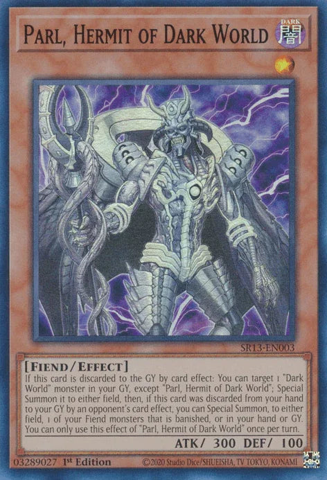 1st Edition, Dark, Effect Monster, Fiend, Structure Deck: Dark World, Super Rare Parl, Hermit of Dark World [SR13-EN003] Super Rare - Trading Card World