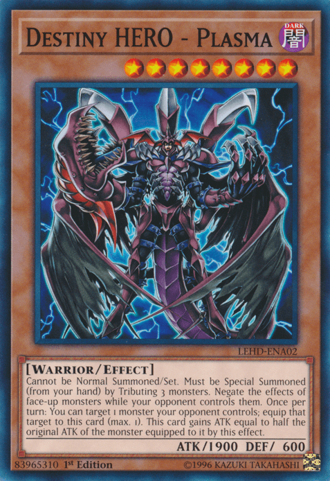 1st Edition, Common, Dark, Effect Monster, Legendary Hero Decks, Warrior Destiny Hero - Plasma [LEHD-ENA02] Common - Trading Card World