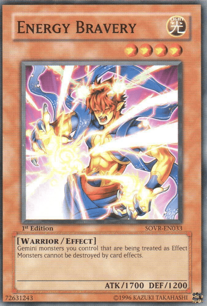 1st Edition, Common, Effect Monster, Light, Stardust Overdrive, Unlimited, Warrior Energy Bravery [SOVR-EN033] Common - Trading Card World