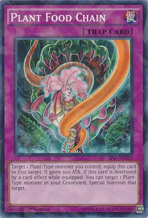 1st Edition, Battle Pack 3: Monster League, Normal Trap, Shatterfoil Rare, Trap Plant Food Chain [BP03-EN212] Shatterfoil Rare - Trading Card World