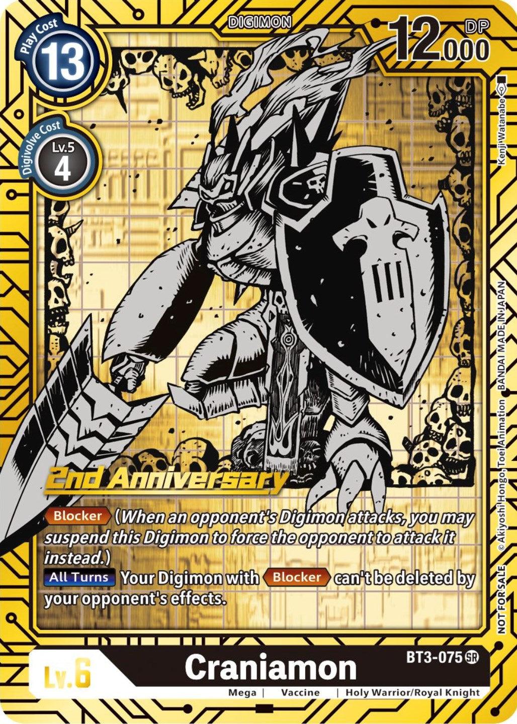 Black, BT3-075, Digimon, Holy Warrior/Royal Knight, Mega, Release Special Booster Promos, Super Rare, Vaccine Craniamon [BT3-075] (2nd Anniversary Card Set) [Release Special Booster Promos] - Trading Card World
