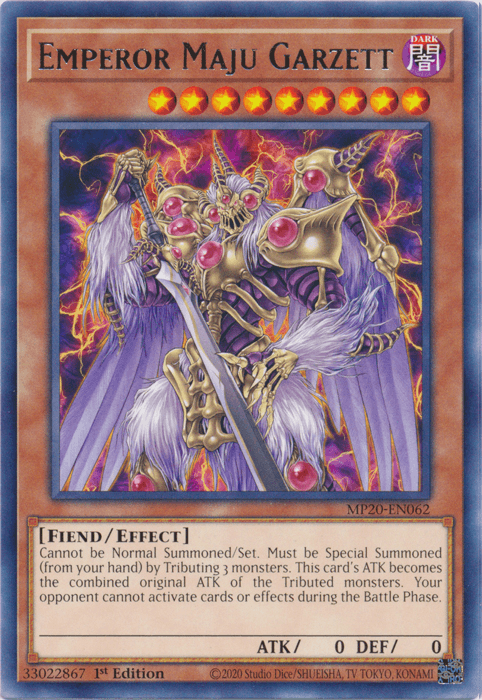1st Edition, 2020 Tin of Lost Memories, Dark, Effect Monster, Fiend, Rare Emperor Maju Garzett [MP20-EN062] Rare - Trading Card World