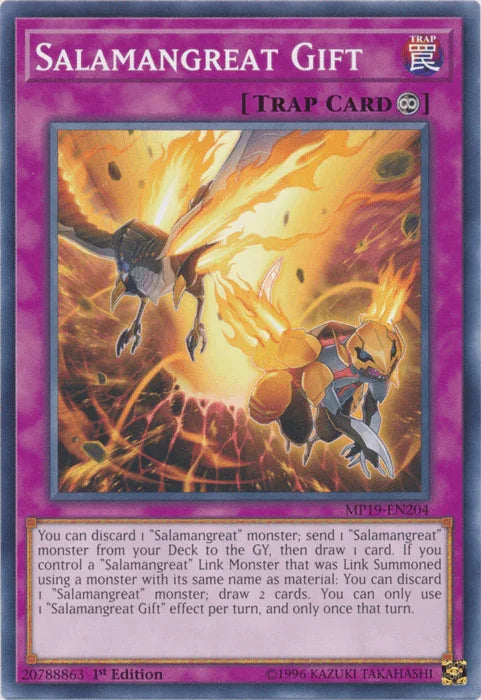 1st Edition, 2019 Gold Sarcophagus Tin Mega Pack, Common, Continuous Trap, Trap, Unlimited Salamangreat Gift [MP19-EN204] Common - Trading Card World
