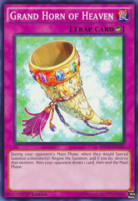1st Edition, 2016 Mega-Tins Mega Pack, Common, Counter Trap, Trap, Unlimited Grand Horn of Heaven [MP16-EN160] Common - Trading Card World